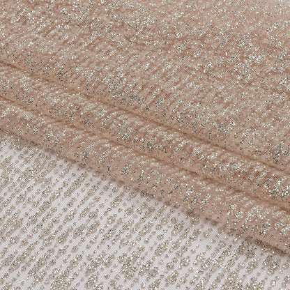 Glitter Tulle - Powder Pink and Silver Abstract Striations - Flare Collection