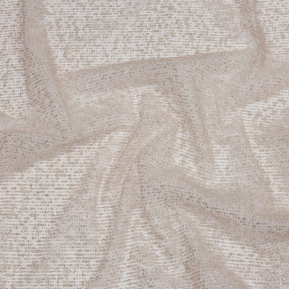 Glitter Tulle - Powder Pink and Silver Abstract Striations - Flare Collection