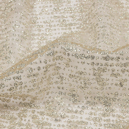Glitter Tulle - Nude and Silver Abstract Striations - Flare Collection