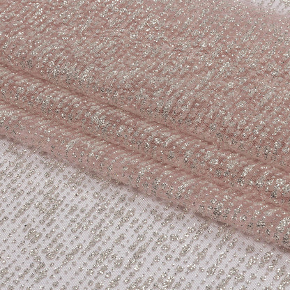 Glitter Tulle - Rose and Silver Abstract Striations - Flare Collection