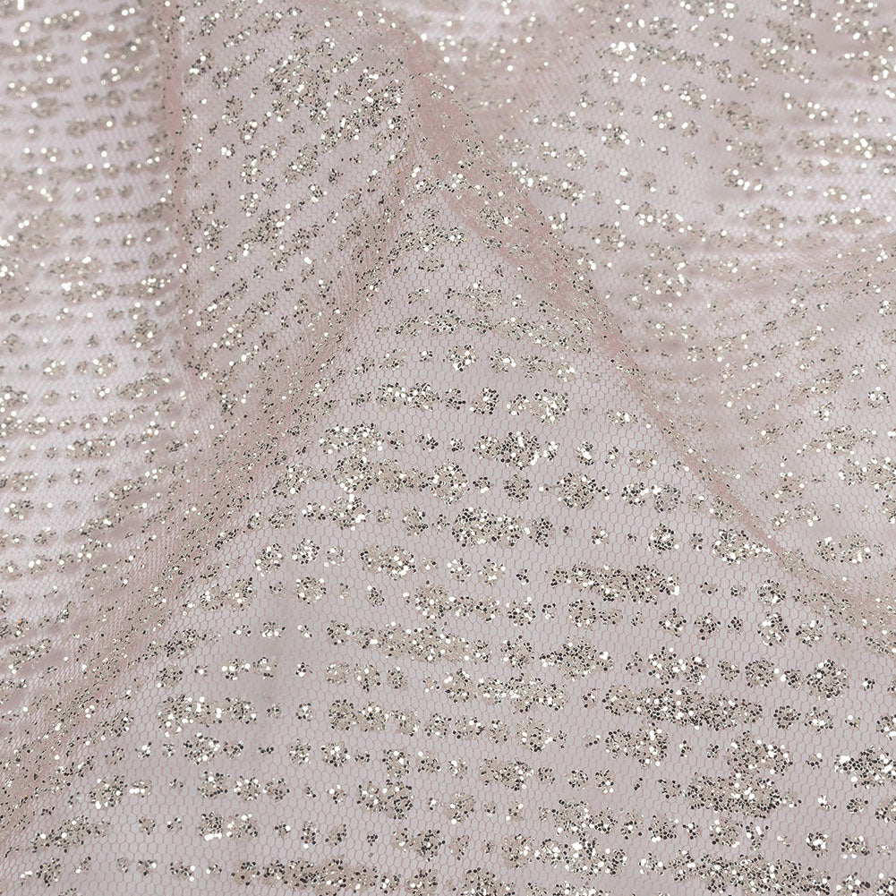 Glitter Tulle - Rose and Silver Abstract Striations - Flare Collection - Detail