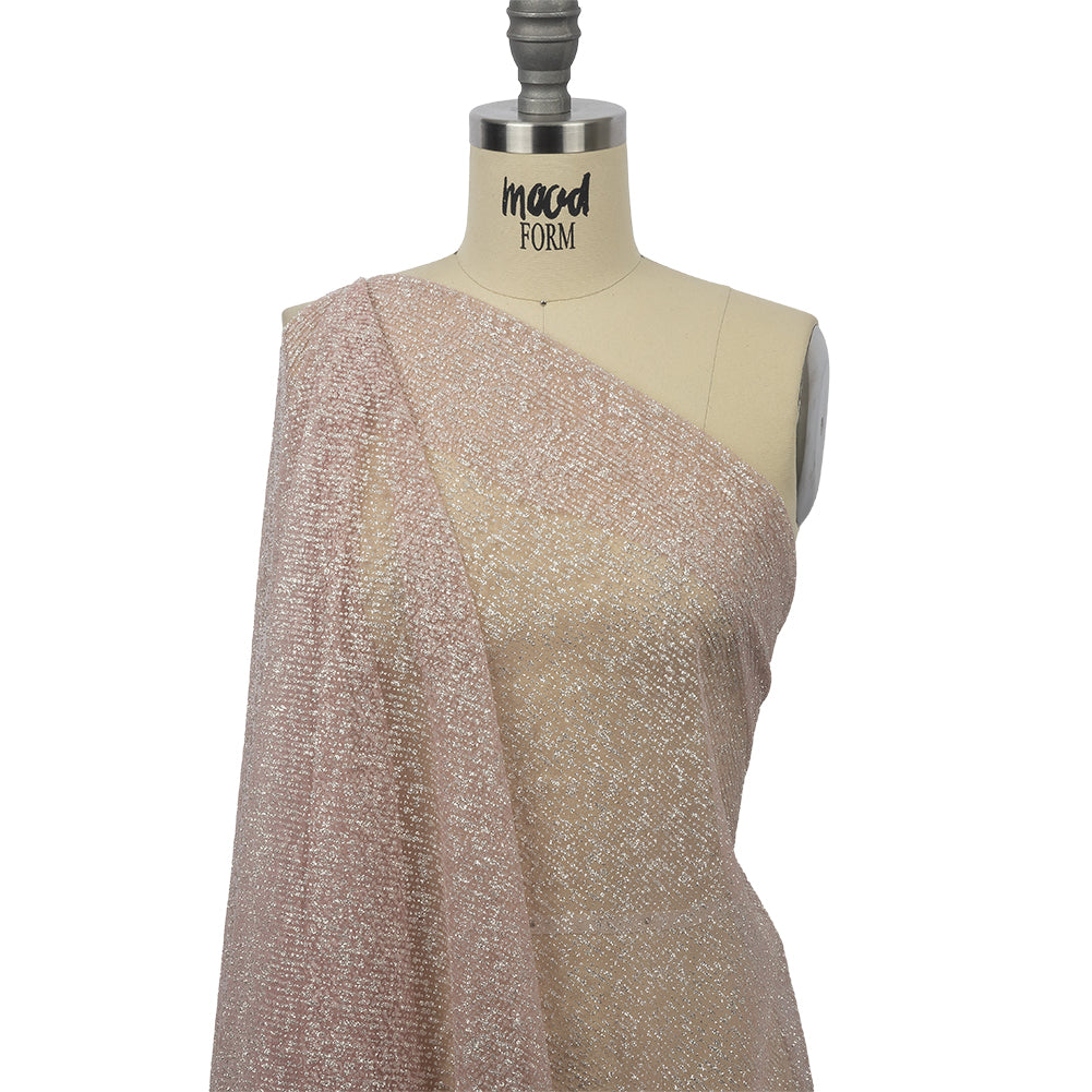 Glitter Tulle - Rose and Silver Abstract Striations - Flare Collection - Drape