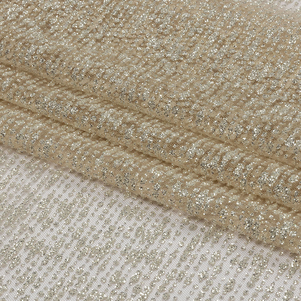 Glitter Tulle - Beige and Silver Abstract Striations - Flare Collection - Folded