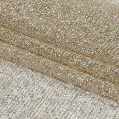 Glitter Tulle - Beige and Silver Abstract Striations - Flare Collection
