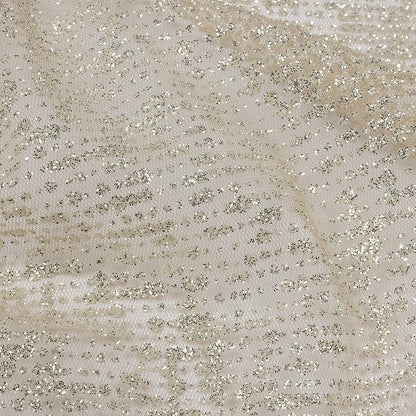 Glitter Tulle - Beige and Silver Abstract Striations - Flare Collection