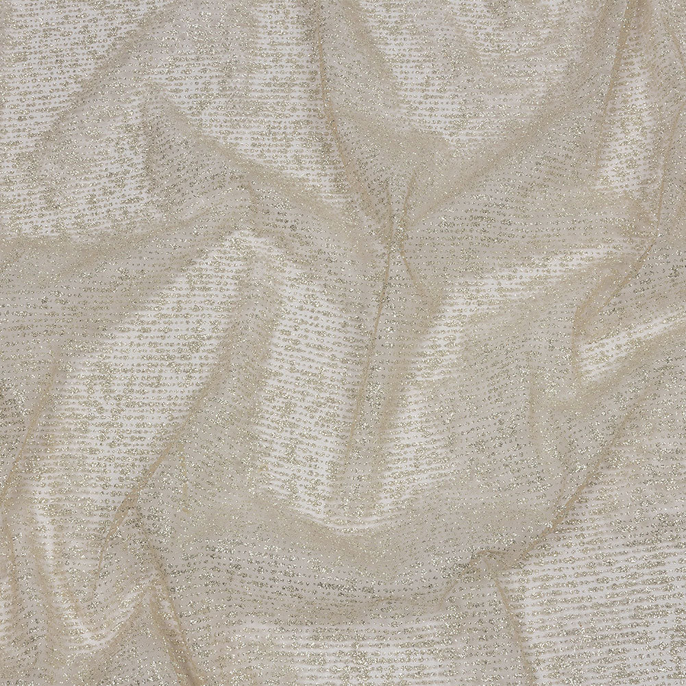 Glitter Tulle - Beige and Silver Abstract Striations - Flare Collection