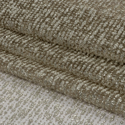 Glitter Tulle - Mink and Silver Abstract Striations - Flare Collection