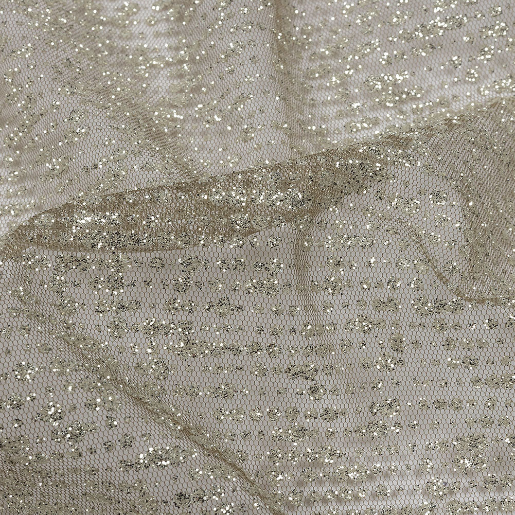 Glitter Tulle - Mink and Silver Abstract Striations - Flare Collection - Detail