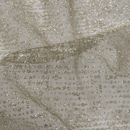 Glitter Tulle - Mink and Silver Abstract Striations - Flare Collection