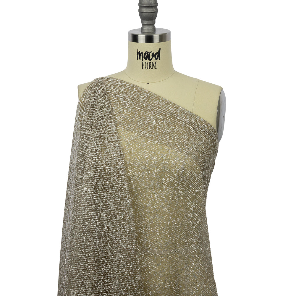 Glitter Tulle - Mink and Silver Abstract Striations - Flare Collection - Drape