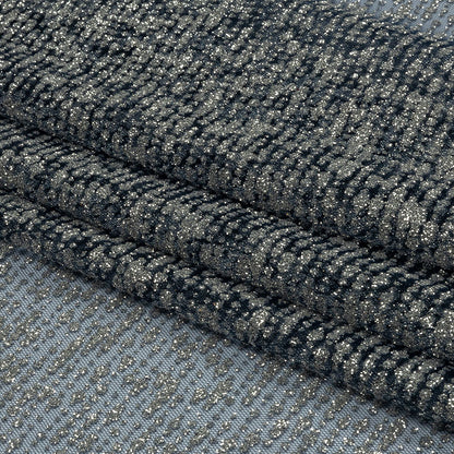 Glitter Tulle - Evening Blue and Silver Abstract Striations - Flare Collection
