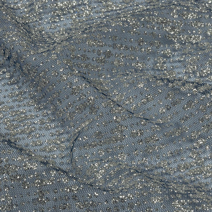 Glitter Tulle - Evening Blue and Silver Abstract Striations - Flare Collection