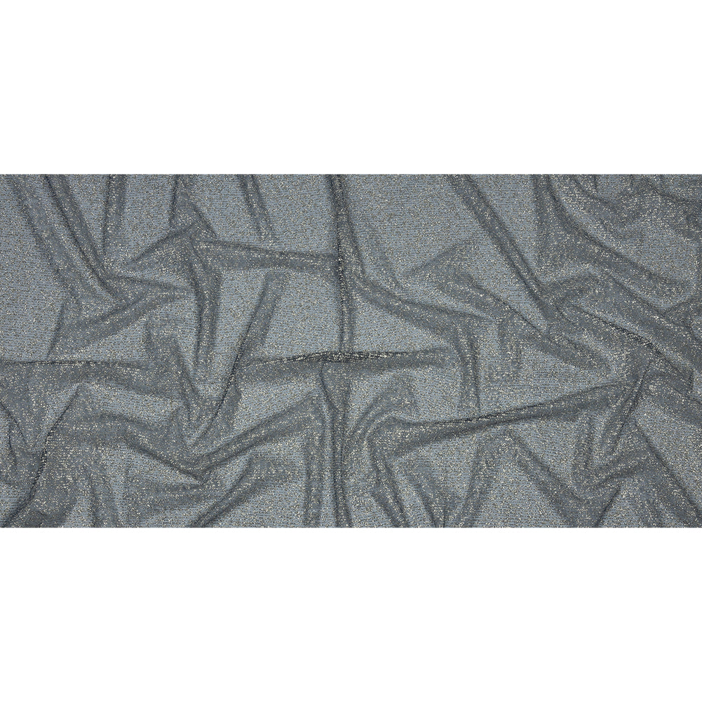 Glitter Tulle - Evening Blue and Silver Abstract Striations - Flare Collection
