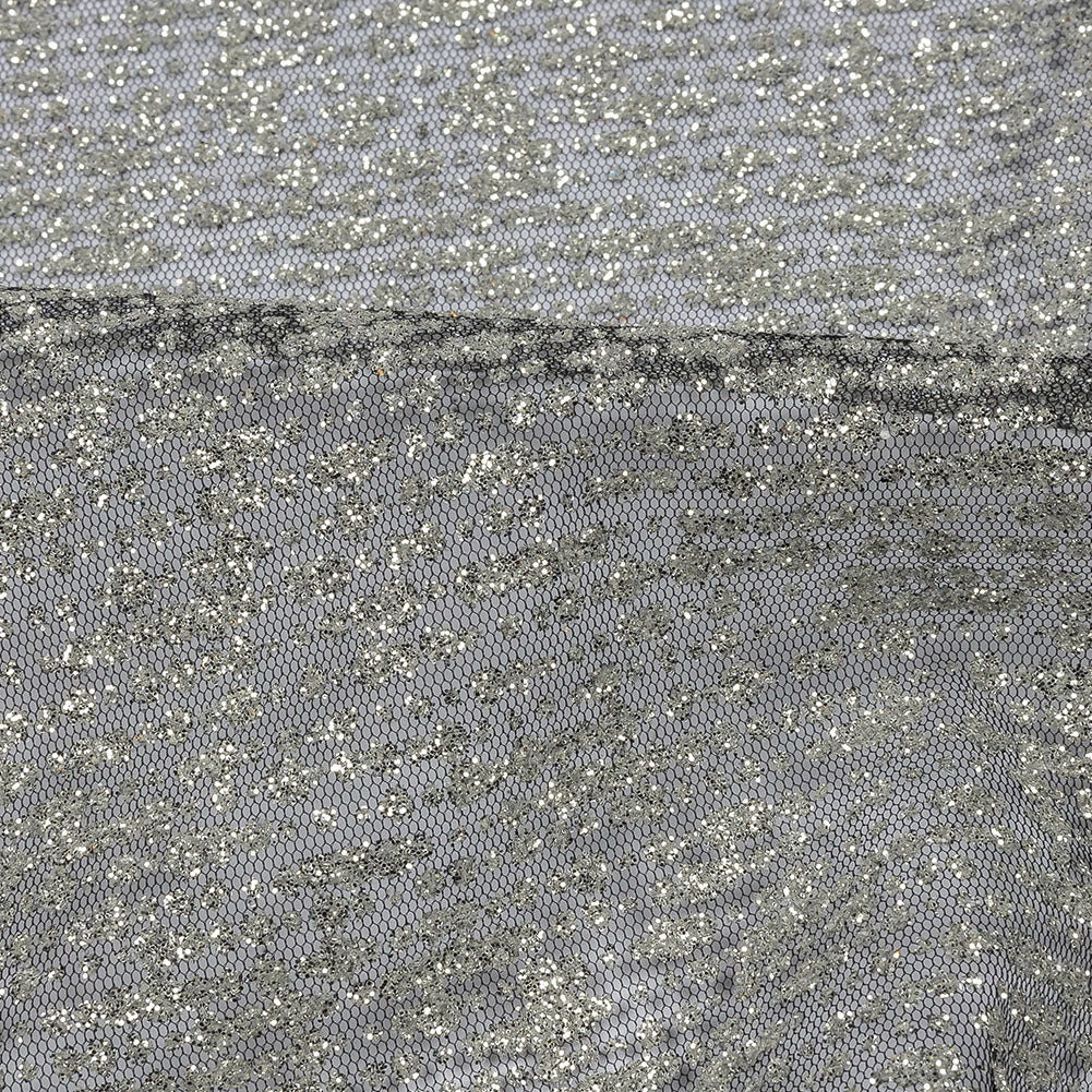 Glitter Tulle - Midnight Sky and Silver Abstract Striations - Flare Collection - Detail