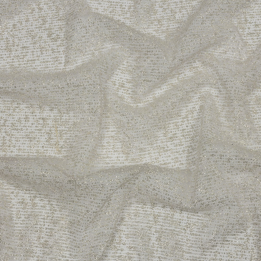 Glitter Tulle - Light Gray and Silver Abstract Striations - Flare Collection