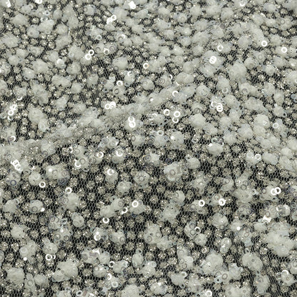 3D Glitter Tulle - Bright White Puffy Spots