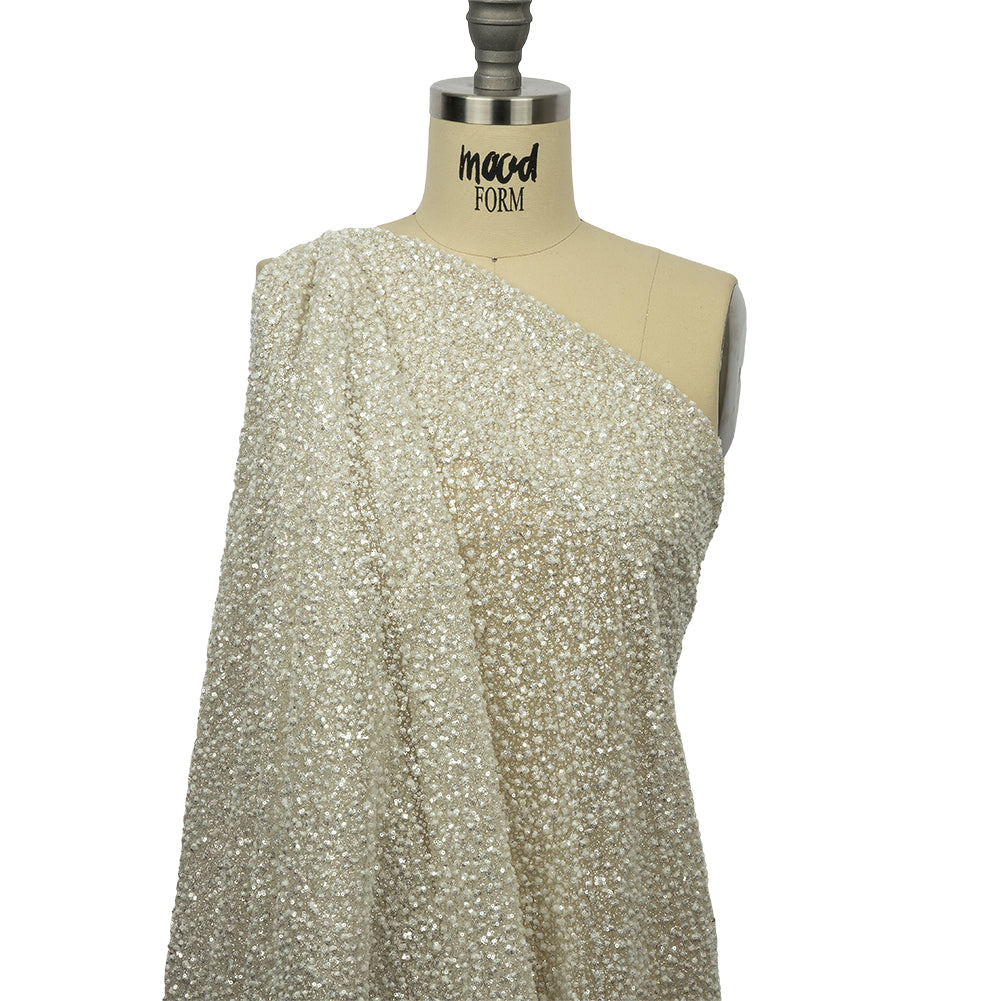 3D Glitter Tulle - Bright White Puffy Spots