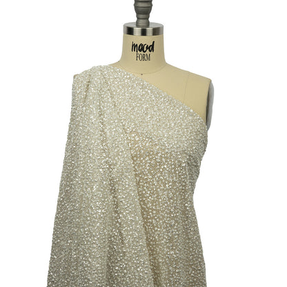 3D Glitter Tulle - Bright White Puffy Spots