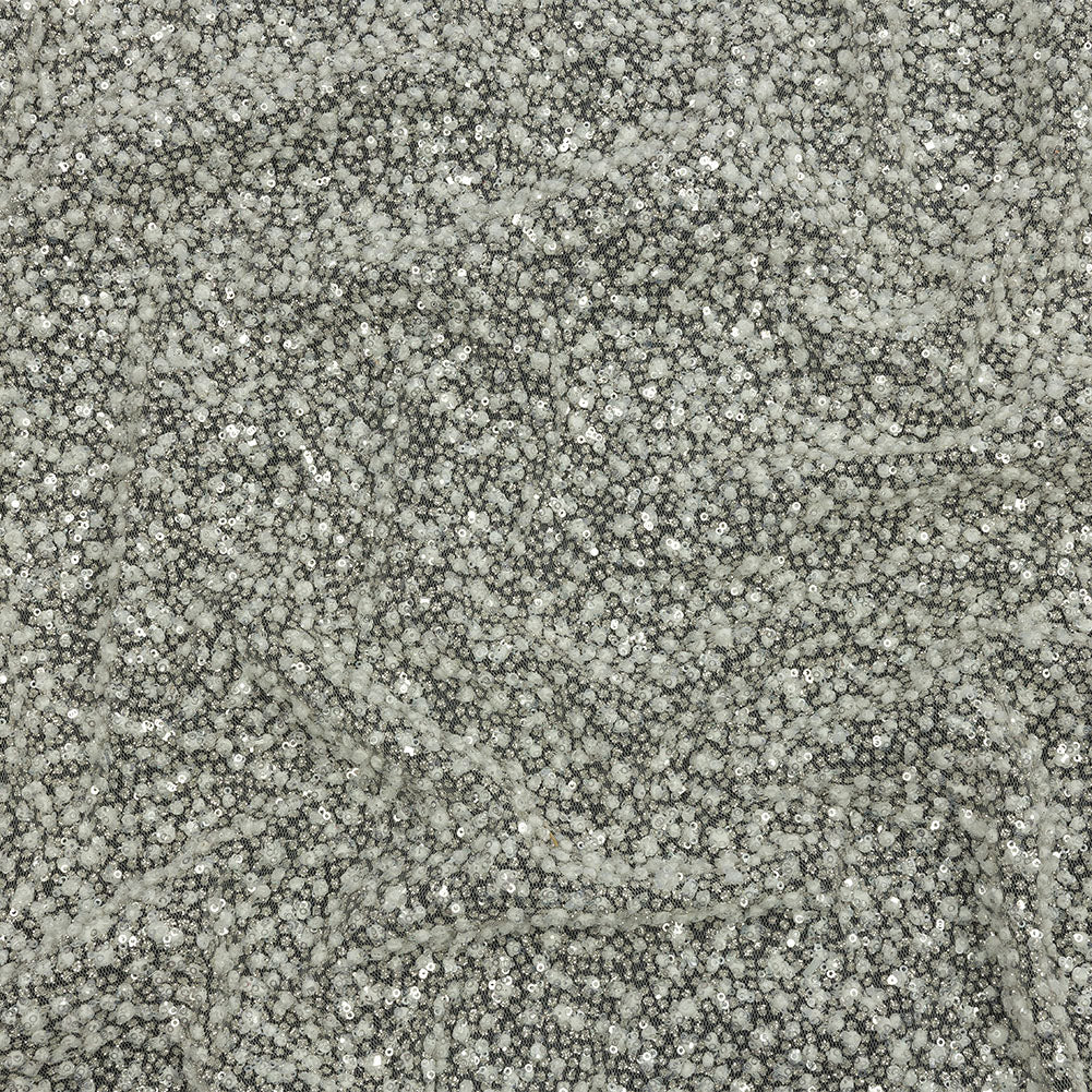 3D Glitter Tulle - Bright White Puffy Spots