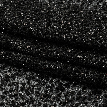 3D Glitter Tulle - Black Puffy Spots