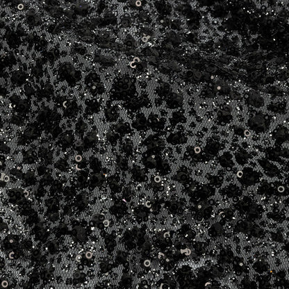 3D Glitter Tulle - Black Puffy Spots