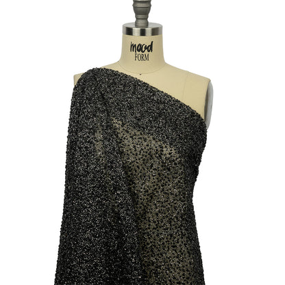 3D Glitter Tulle - Black Puffy Spots