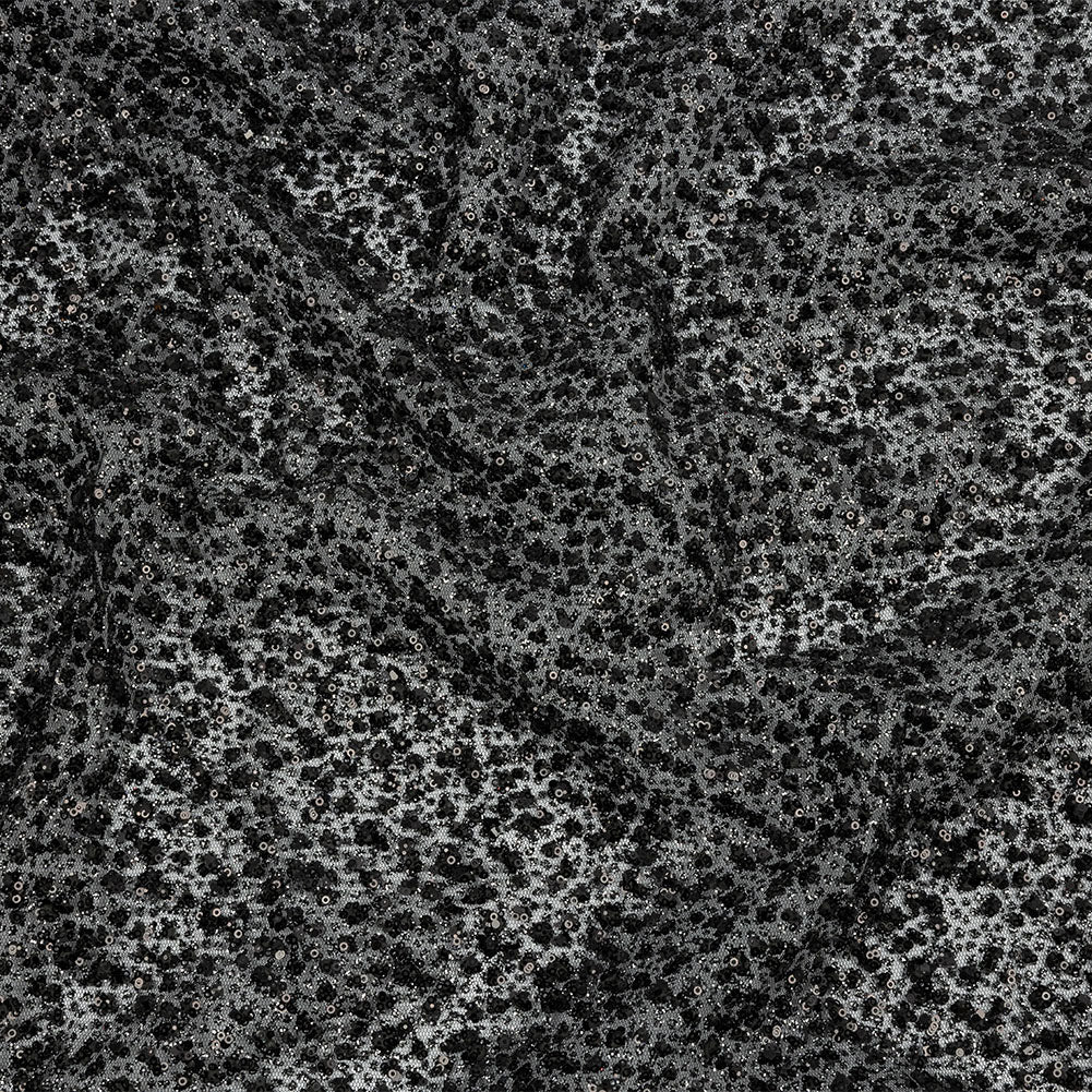 3D Glitter Tulle - Black Puffy Spots