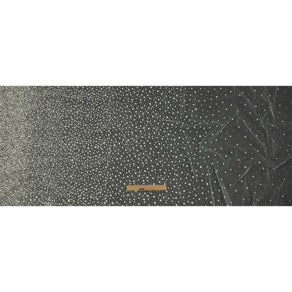 3D Glitter Tulle - White Puffy Spots Gradient