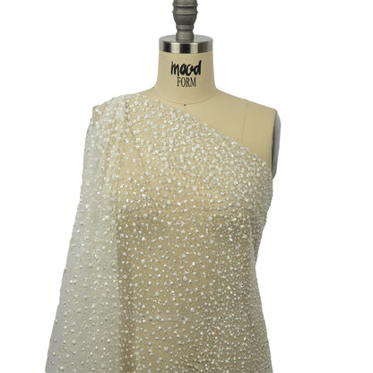 3D Glitter Tulle - White Puffy Spots Gradient