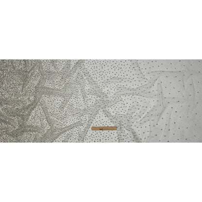 3D Glitter Tulle - Light Gray Puffy Spots Gradient