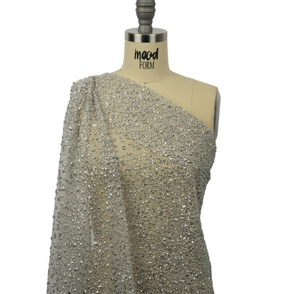3D Glitter Tulle - Light Gray Puffy Spots Gradient