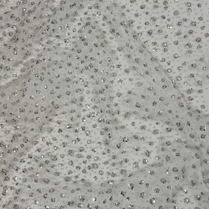 3D Glitter Tulle - Light Gray Puffy Spots Gradient