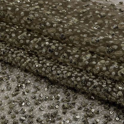 3D Glitter Tulle - Mink Puffy Spots Gradient