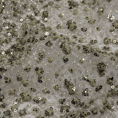 3D Glitter Tulle - Mink Puffy Spots Gradient