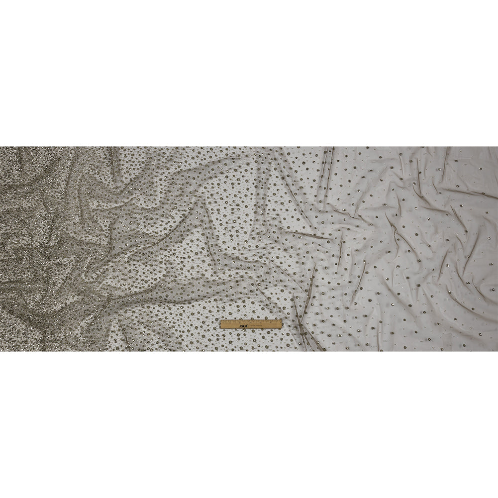 3D Glitter Tulle - Mink Puffy Spots Gradient