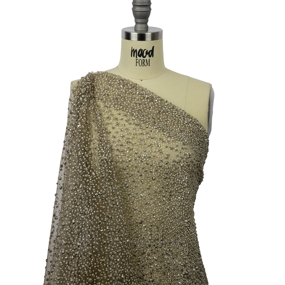3D Glitter Tulle - Mink Puffy Spots Gradient