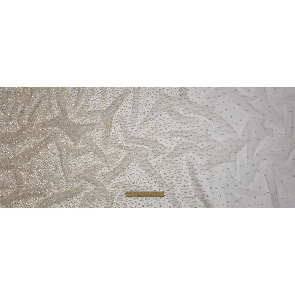 3D Glitter Tulle - Light Peach Puffy Spots Gradient