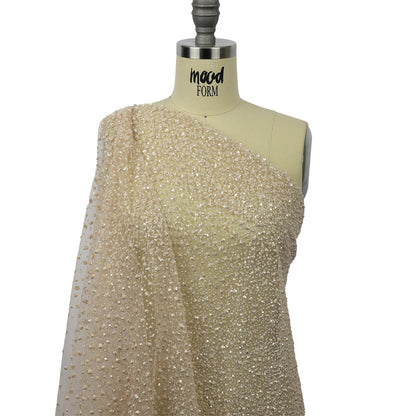 3D Glitter Tulle - Light Peach Puffy Spots Gradient