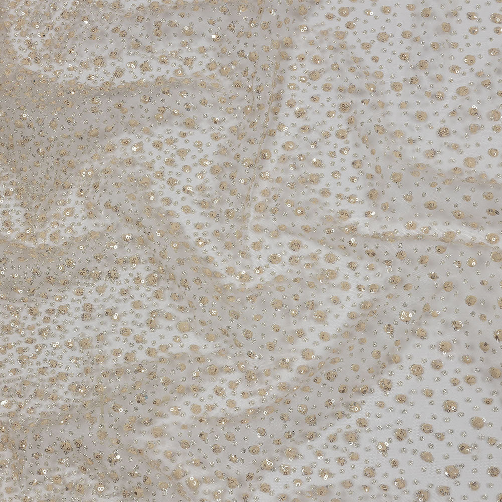 3D Glitter Tulle - Light Peach Puffy Spots Gradient