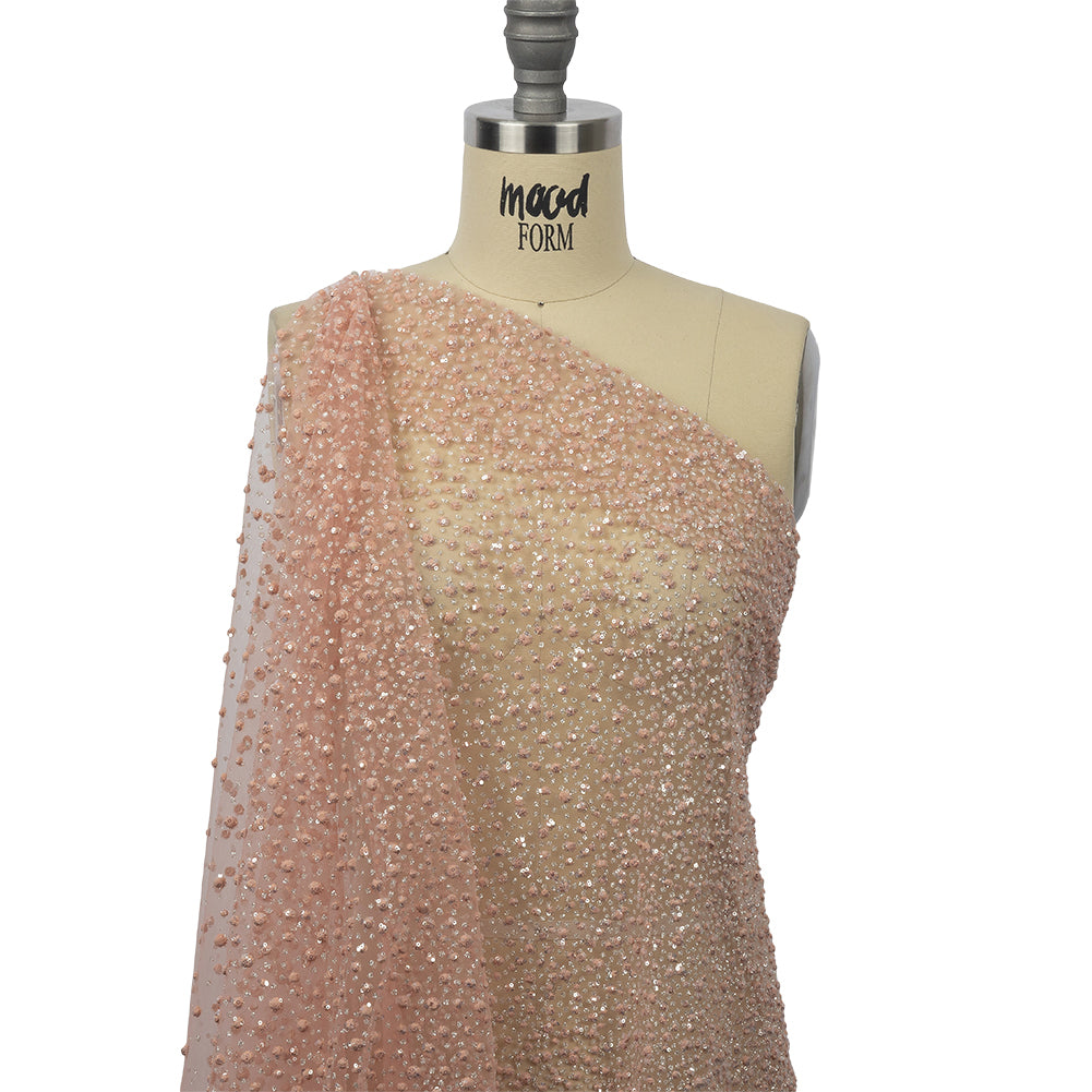 3D Glitter Tulle - Pink Puffy Spots Gradient