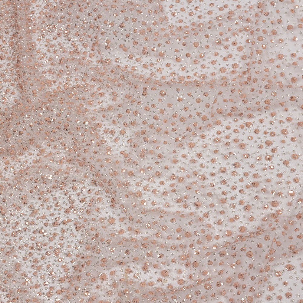 3D Glitter Tulle - Pink Puffy Spots Gradient