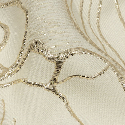 Metallic Gold and Beige Outlined Florals Luxury Brocade