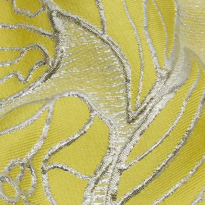 Metallic Silver and Sunshine Outlined Florals Luxury Brocade