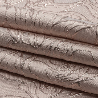 Metallic Rose Gold and Pink Outlined Florals Luxury Brocade