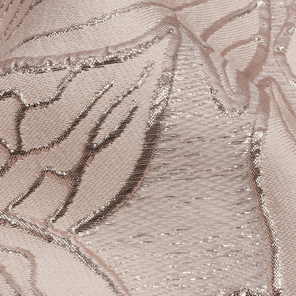 Metallic Rose Gold and Pink Outlined Florals Luxury Brocade