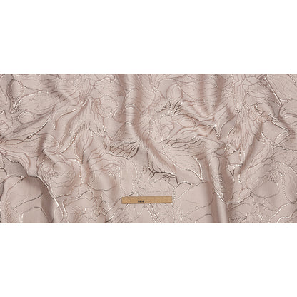 Metallic Rose Gold and Pink Outlined Florals Luxury Brocade
