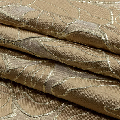 Metallic Gold and Tan Outlined Florals Luxury Brocade