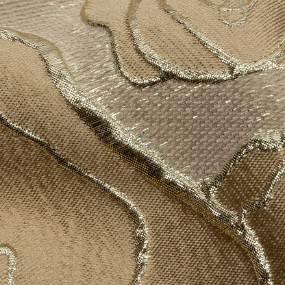 Metallic Gold and Tan Outlined Florals Luxury Brocade
