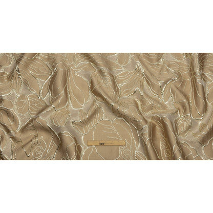 Metallic Gold and Tan Outlined Florals Luxury Brocade