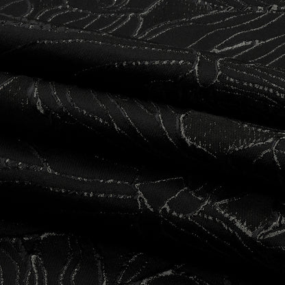 Metallic Black Outlined Florals Luxury Brocade